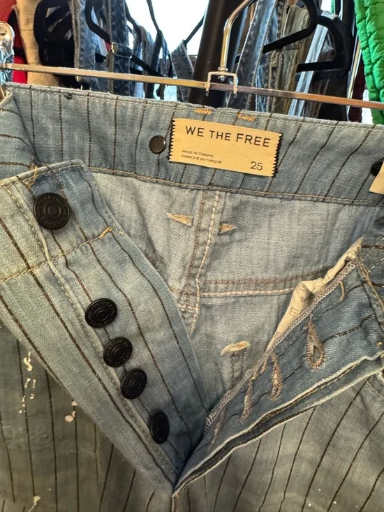 NWOT We the Free People Don't Wait Up Pinstripe Boyfriend Jeans After Hours - 25 - Picture 16 of 17